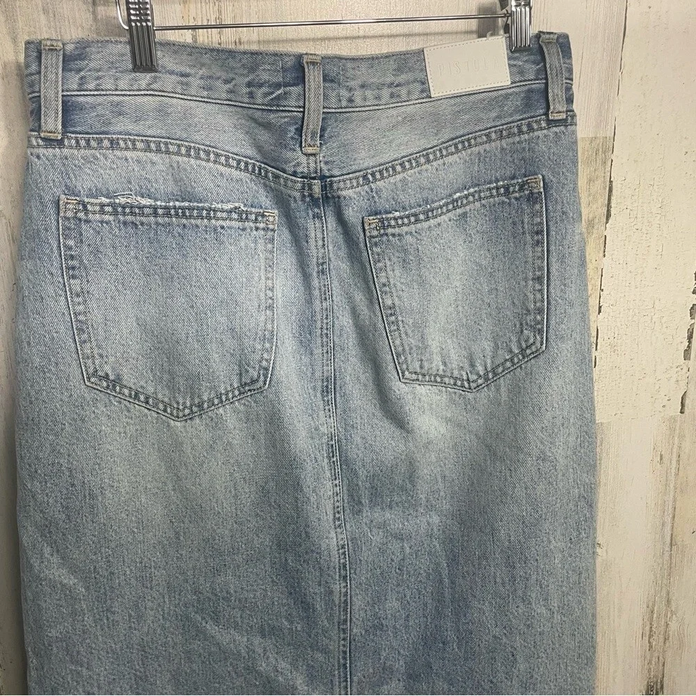 PISTOLA High Rise Alice Denim Midi Maxi Skirt Brooklyn Size 30 Raw‎ Hem Slit